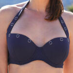 ShowBee SwimIt bikini top in navy blue color with silver rings.